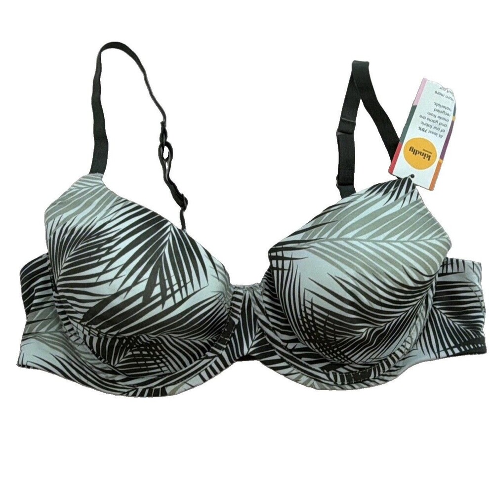 Kindly Yours 38B Tropical Leaf T-Shirt Bra Underwire Lightly Padded NWT